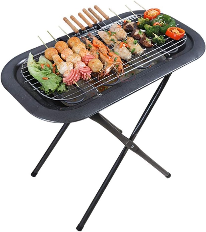 Review MING REN Barbecue Grill, Electric Grill Household Electric Grill + Outdoor Charcoal Grill Portable Electric Grill (3~8 Persons) @ (Color : Black)