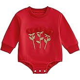 DSORVICD Baby Girl Valentines Outfit Sweatshirt Romper Bubble Onesie Infants Heart Clothes Winter Spring