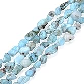 Adabele 15 Inch Natural Larimar Gemstone Loose Beads 8mm to 10mm Free Form Oval Tumbled Pebble Gem Stone Spacer for Jewelry Making GZ12-16