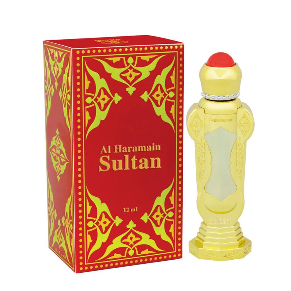 Al Haramain Sultan 12ml Perfume Oil | Luxury Unisex Arabic Attar | Long-Lasting Alcohol-Free Concentrated Perfume | Premium Floral Fruity Woody Fragrance for Women | Elegant Travel-Friendly Bottle