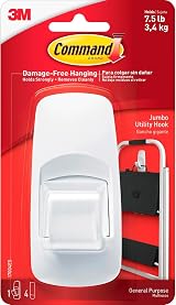 Command Jumbo Utility Hook White Pack of 1 Hook and 4 Adhesive Strips Holds Up