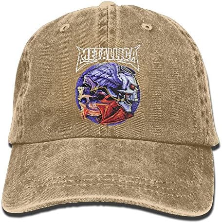 Wons Unisex Metallica Cotton Washed Denim Leisure Caps Hats Adjustable Natural