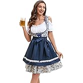 YTWS 2 Piece Dirndl Dresses Women Oktoberfest Carnival Costume Accessories with Apron
