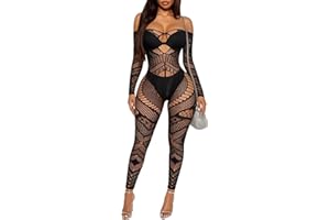 Buitifo Womens Fishnet Bodystocking Plus Size Bodysuit Sexy Tights Soft Nightwear Lingerie