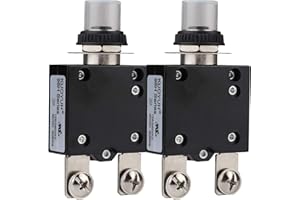 DIYhz Thermal Circuit Breaker,98 Series 20A 125/250VAC Circuit Breaker Push-Button Reset with Quick Connect Terminals and Waterproof Button Cover 32VDC Thermal Overload Circuit Breaker - 20 Amp, 2Pcs
