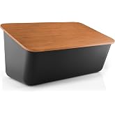 Eva Solo Nordic kitchen Bread box Black | Lid doubles as a cutting board with crumb-catcher grooves