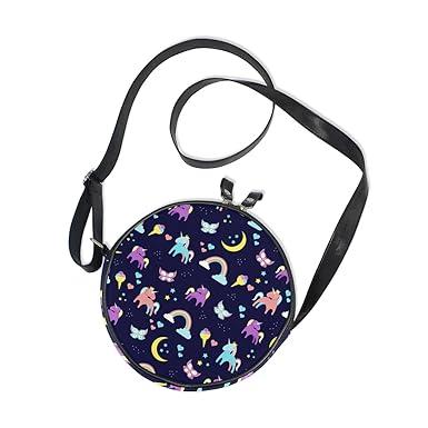 XinMing XinMing Moon Unicorn Girl Round Crossbody Shoulder Bags Adjustable Top Handle Bags Satchel for Women