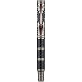 Hongdian D5X Fountain Pen Black Fine Nib, Qin Dynasty Retro Chinese Totem Engraving with Converter and Pen Box Set