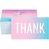 RXBC2011 Thank You for Supporting Small Business Card Client Appreciation Notes Package Insert for Online business 2x3.5 Inch Pack of 100 Pink Blue Gradient