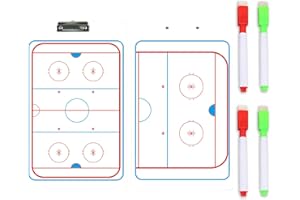 Ice Hockey Coach Clipboard, Double-Sided Coach Tactical Board Full & Half Court Ice Hockey Clipboard, Dry Erase Whiteboard fo