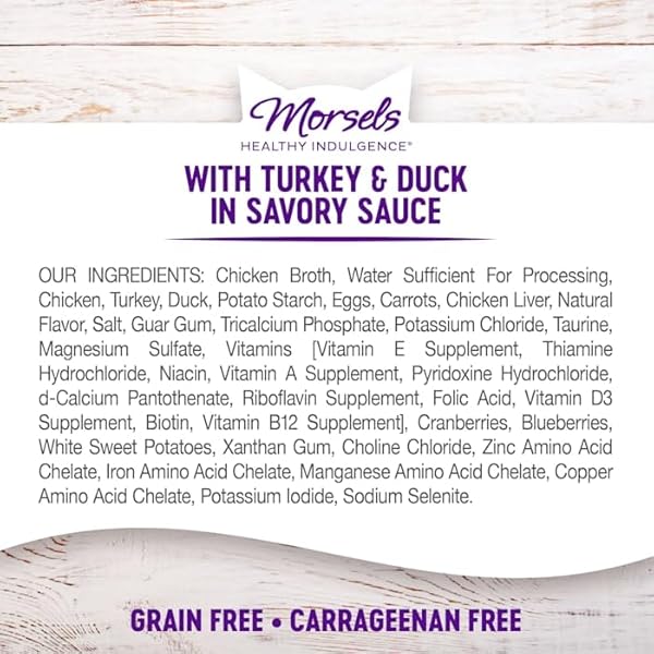 WELLNESS HEALTHY INDULGENCE NATURAL GRAIN FREE MORSELS WITH TURKEY & DUCK IN SAVORY SAUCE WET CAT FOOD, 3 OZ., CASE OF 12