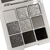 Go Ho Black Silver Eyeshadow Palette,9 Colors Matte&amp;Glitter Makeup Palette | Gothic Clown Vampire SFX Makeup Palette&ndash;Waterproof Cool Eyeshadow with Prism Mirror,All-in-One Kit for Halloween Horror Looks