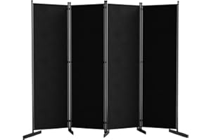AKTOP Room Divider 4 Panel, 80" W Portable Wall Divider for Room Separation, Freestanding Partition Room Dividers, Folding Room Separators Privacy Screens for Home Office Bedroom, Black