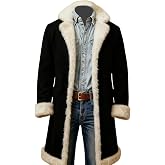 Christmas Costume, Men's Santa Trench Coat Trendy Fur Trim Coats Long Peacoats Xmas Blazer Jacket Overcoat Holiday