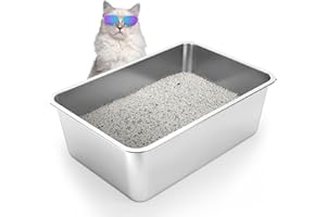 LIHONG Stainless Steel Cat Litter Box, Large Litter Box for Cat, Metal cat Litter Box, Odor Control, Non Stick, Never Bend,23.4" L x 15.7" W x 7.87" H (XXL)