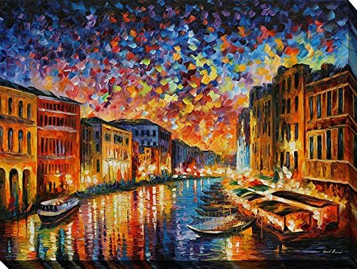 Art Leonid Afremov Colorful Landscape City Women Couples Canvas Framed Free Shpping Made in North America