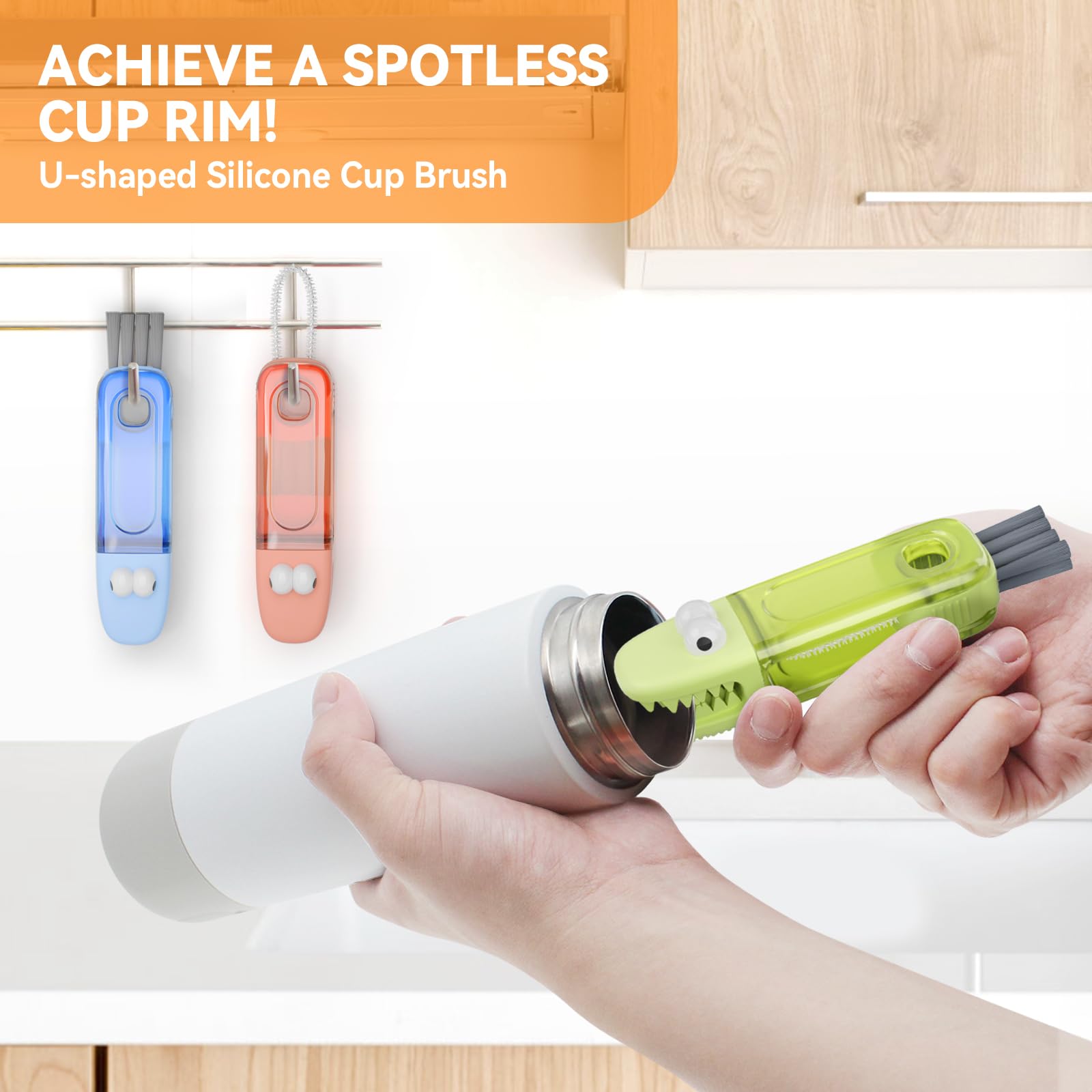 3 in 1 Cup Lid Gap Cleaning Brush Set, Multifunctional Bottle Cleaning Brush, Silicone Cup Lid Gap Cleaner, Home Kitchen Crevice Cleaning Tools (Multicolored)