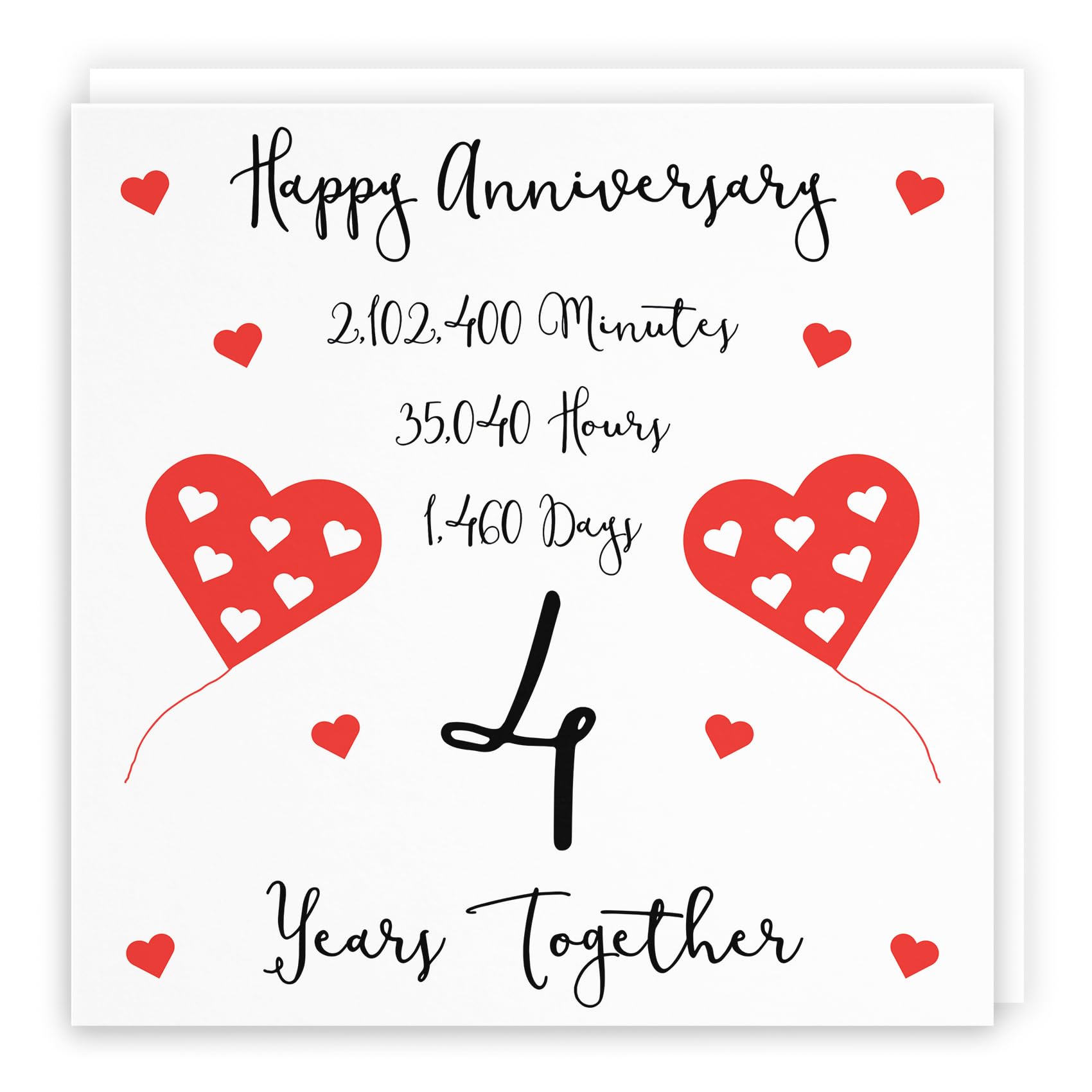 Hunts England - 4th Wedding Anniversary Card - 4 Years Together - Happy Anniversary - Timeless Collection - Cute Fun Card — image 1