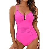 Womens One Piece Swimsuits Tummy Control- Slimming U Ring Bathing Suit Full Coverage Swimwear 2025