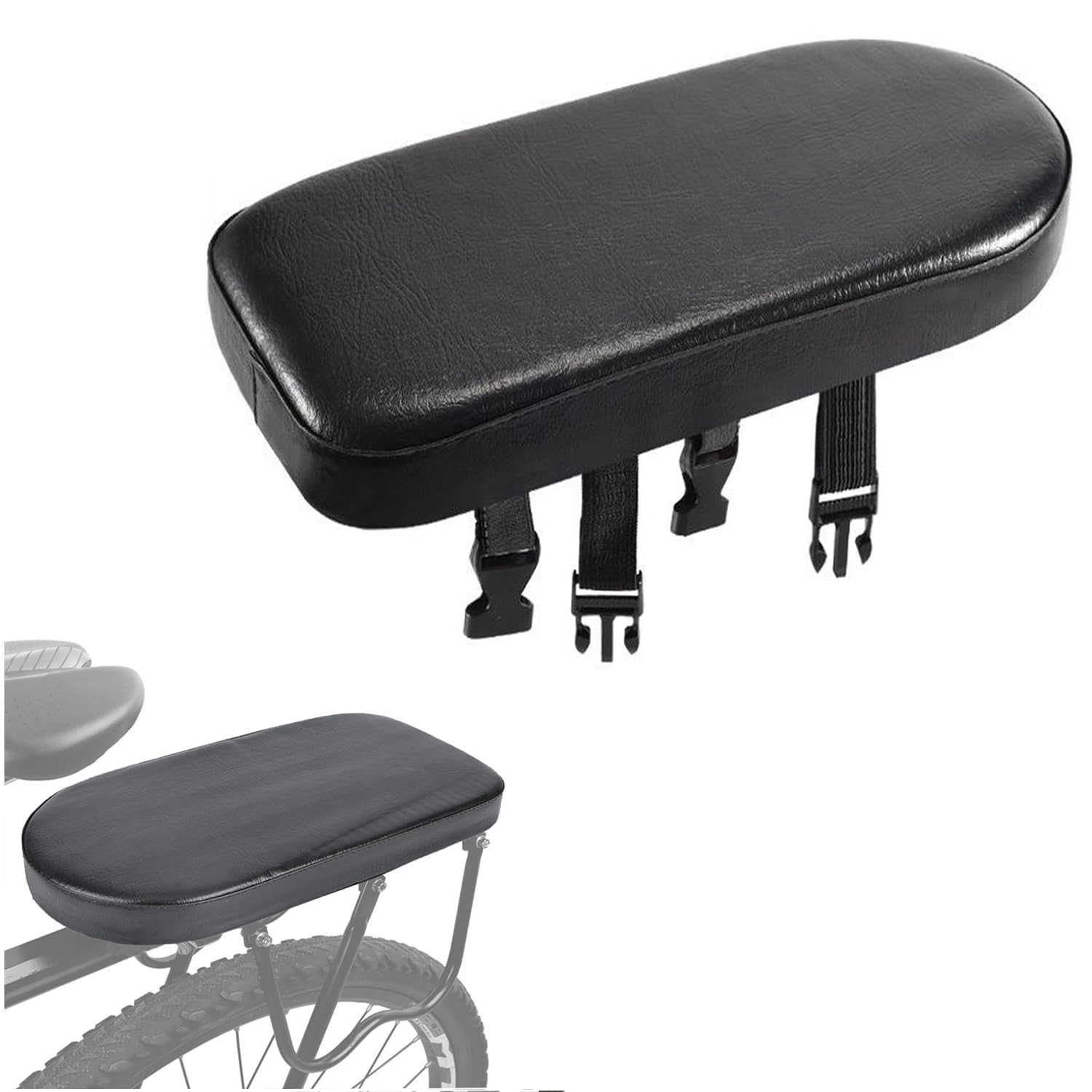 Photo 1 of AaiLucky Bike Rear Seat Cushion for Adults Bicycle Back Manned Cushion, EBike Rear Seat Pad, Soft PU Bicycle Rear Saddle, Comfort Long Pad for Children, Bike Accessory