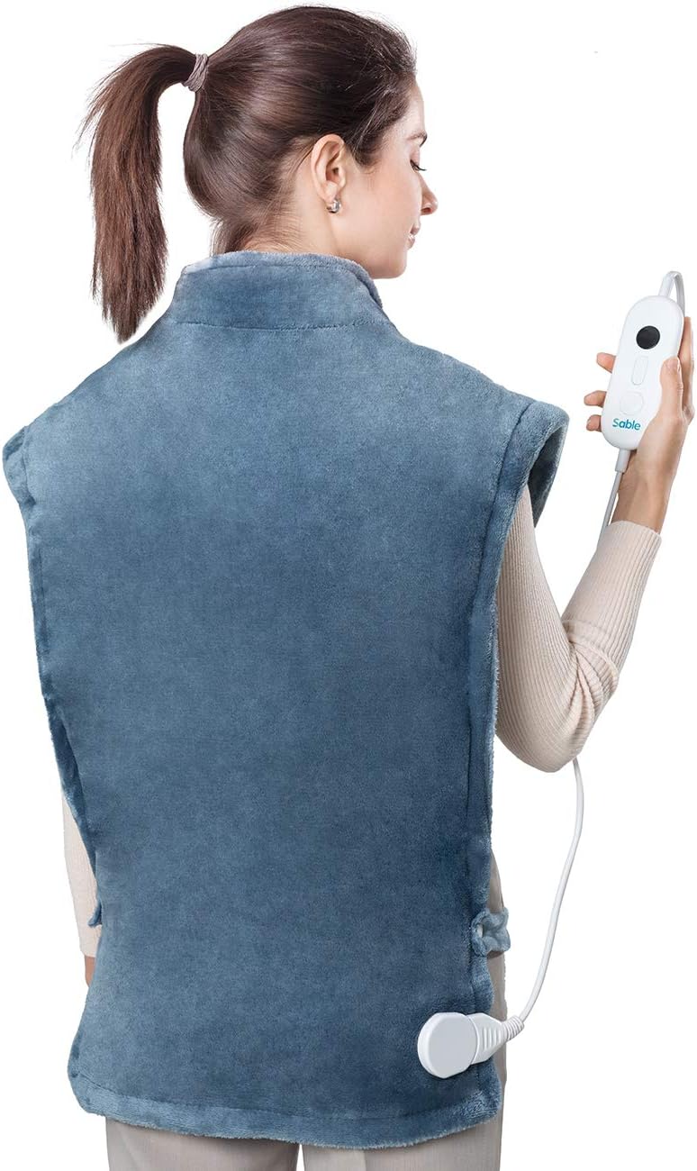 Sable Heating Pad for Neck and Shoulders, 27"x35" Extra Large Full Back Heating Pad for Back Pain and Cramps, 6 Heat Settings for Sport Soreness Relief, 2 Hour Auto Shut-Off, Blue: Health & Personal Care