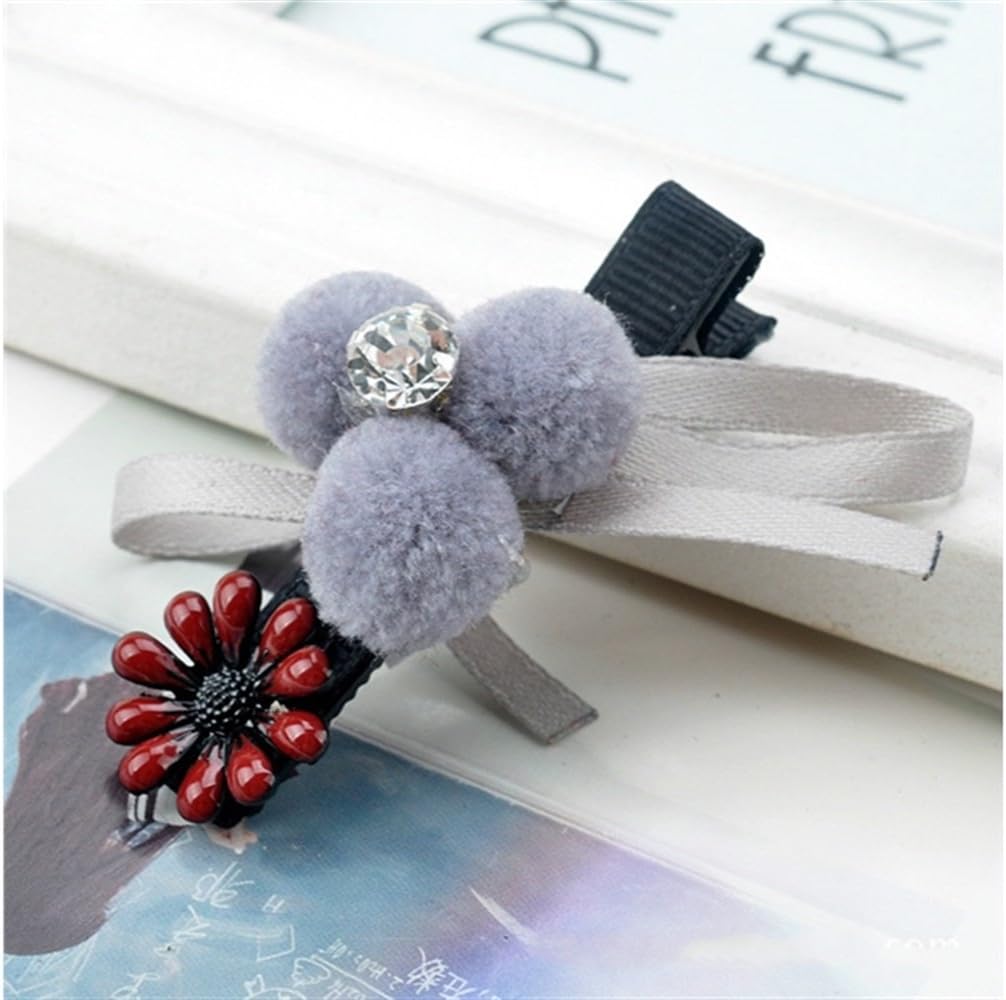 Specially Hairball Hair Clip Bow Hair Accessories Hair Styling Tool Duckbill Clip (Grey) Hair Decoration