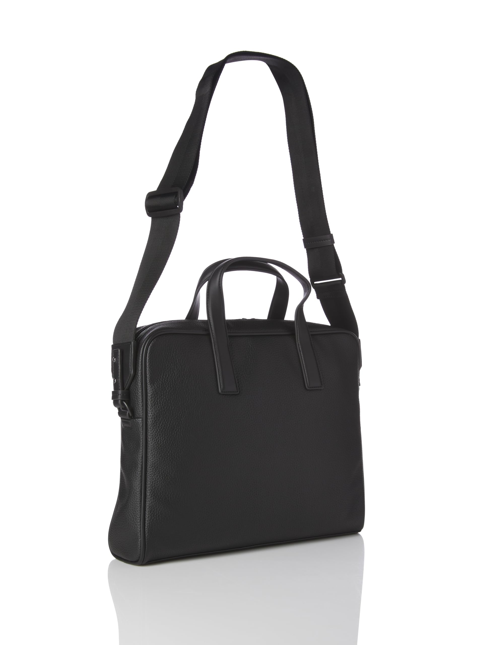 HUGO mens Stacked Logo Leather Briefcase