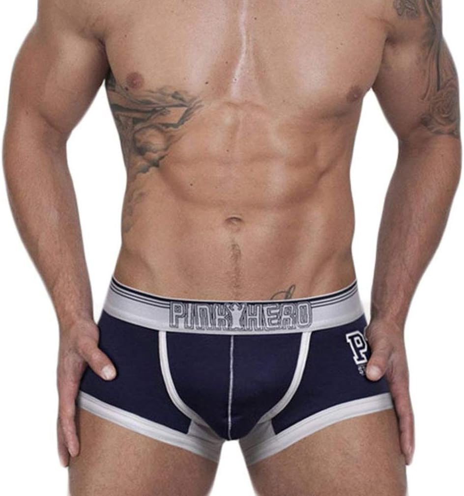 Clearance Sale!!! Mens Underwear, Vicbovo Fashion Soft Cotton Boxer Briefs Striped Bulge Pouch Trunks Underpants Knickers (M, Dark Blue)
