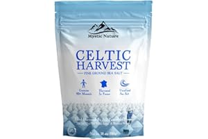 MYSTIC NATURE Celtic Harvest Fine Ground Sea Salt - 1.1lb - 18oz | Rich in 82+ Essential Minerals | 100% Natural & Unrefined | Hand Harvested Celtic Crystals from France