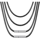 LERSUSI 4pcs Black Necklace Cords, Woven Wax Rope Chain for Pendant, 2mm Width, 16-22 inches Rope Necklace with Clasp (4PCS Black, 16in/18in/20in/22in)