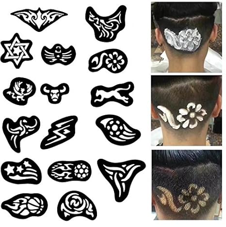 Lucktao 25pcs Set Hair Tattoo Template Hair Trimmer Carved Dye