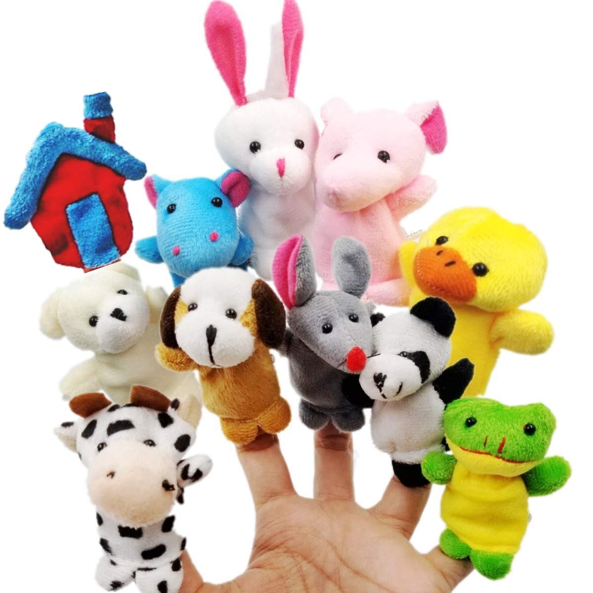 JZK 11 Animal finger puppet set small plush toy animal hand puppet for
