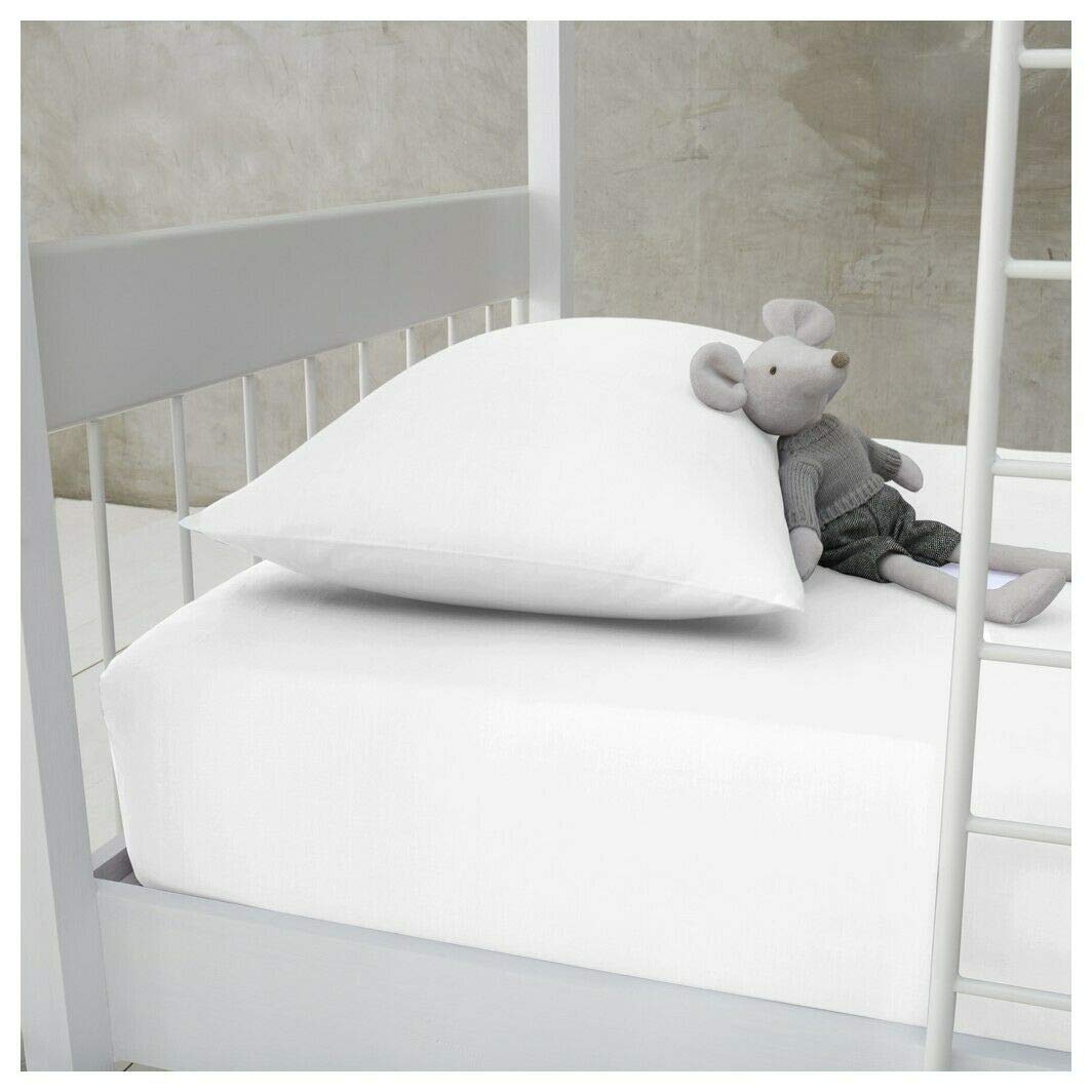 Percale 100% Cotton 200 Thread Count Bunk Bed Fitted Sheet 2ft 6" (76cmx191cm) Caravan Campervan - Small Single Bed (WHITE)