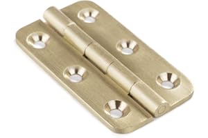Keenkee 4 PCS Brushed Solid Brass Butt Hinges 2 Inch for Cabinet Doors, Trunks, Wood, Chest Lid, Crafts, Jewelry Box and Small Wooden Boxes, Furnitures, Round Corner Mortise Brass Hinge with Screws