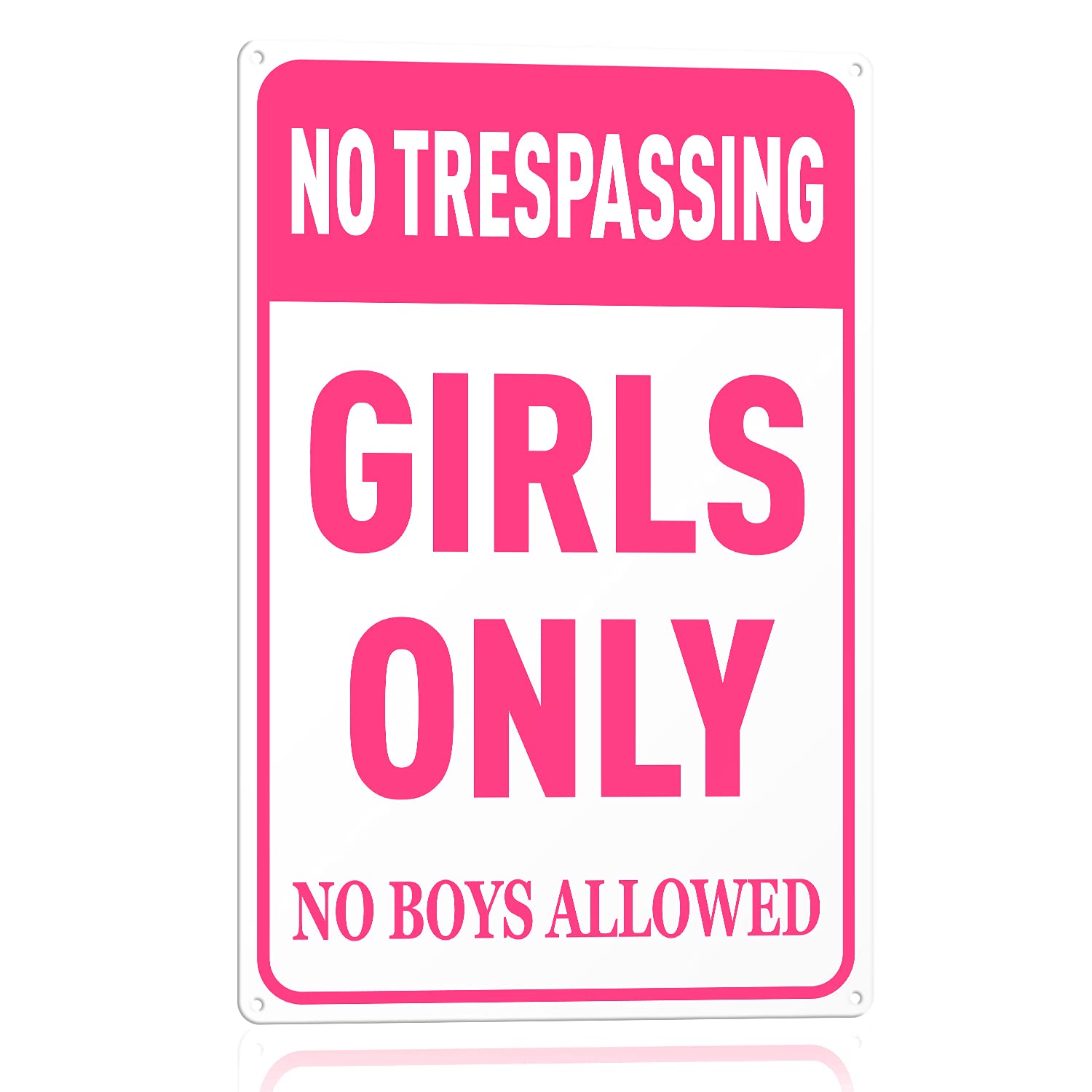 N A Girls Bedroom Sign - Funny No Trespassing Girls Only Metal Tin Sign Wall Decor Pink No Boys Allowed Bedroom Door, 8 x 12 inch