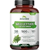 Zazzee Extra Strength Wild Lettuce 10:1 Extract, 1500 mg Strength, 120 Vegan Capsules, Potent Lactuca Virosa Variety, Concentrated 10X Extract, 100% Vegetarian, All-Natural, Non-GMO, Made in The USA