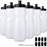 Belinlen 6 Pack 25 oz Sports Water Bottles Sports and Fitness Squeeze Water Bottles BPA Free come with 8 pcs Chalk Labels, 1 Pen(Dishwisher Safe)