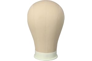 AliLeader Canvas Block Mannequin Wig Display Styling Head with Mount Hole (Light Brown, 21")