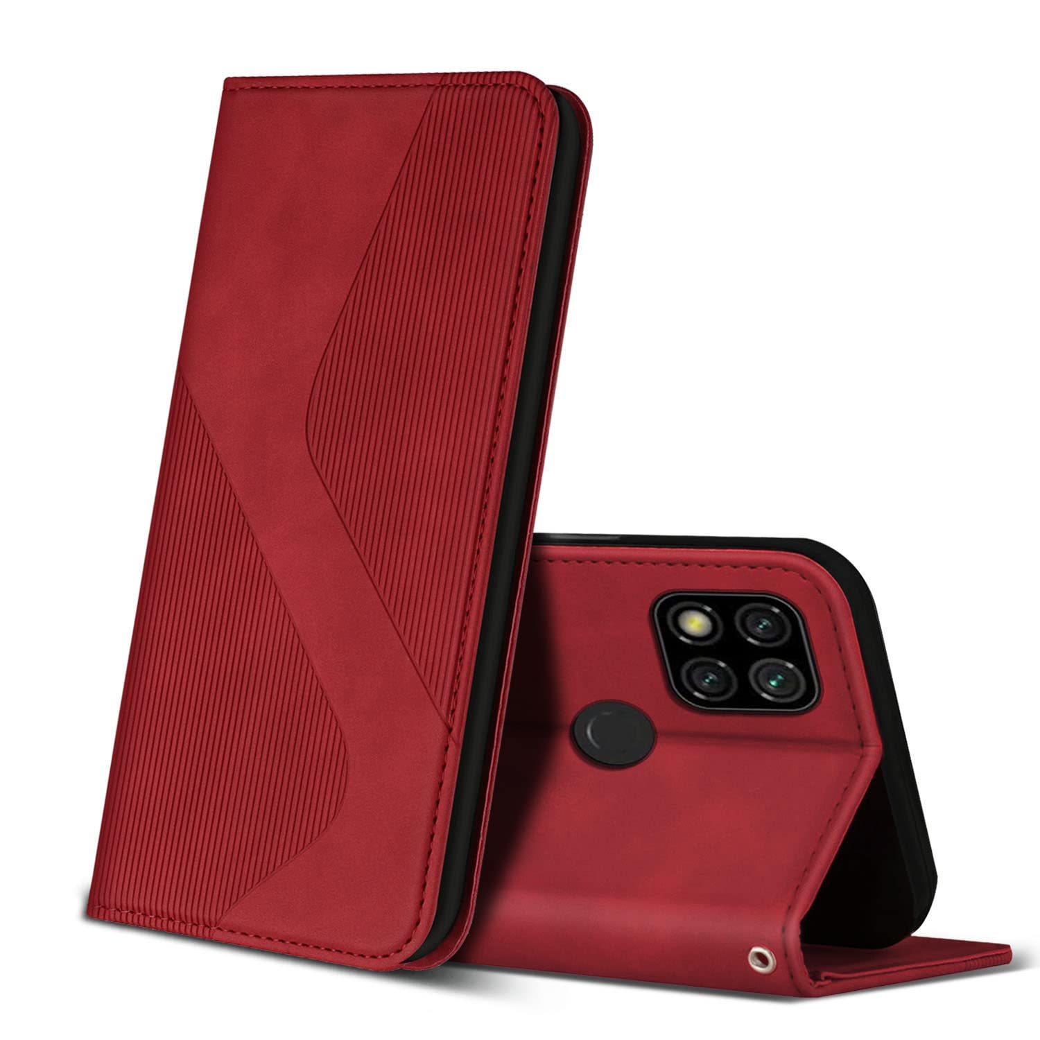 ZONNAVI Case Compatible with Xiaomi Redmi 9C, Premium PU Leather Wallet Case with [Card Slots] [Viewing Stand], Shockproof Flip Cover for Xiaomi Redmi 9C (Red) — image 1