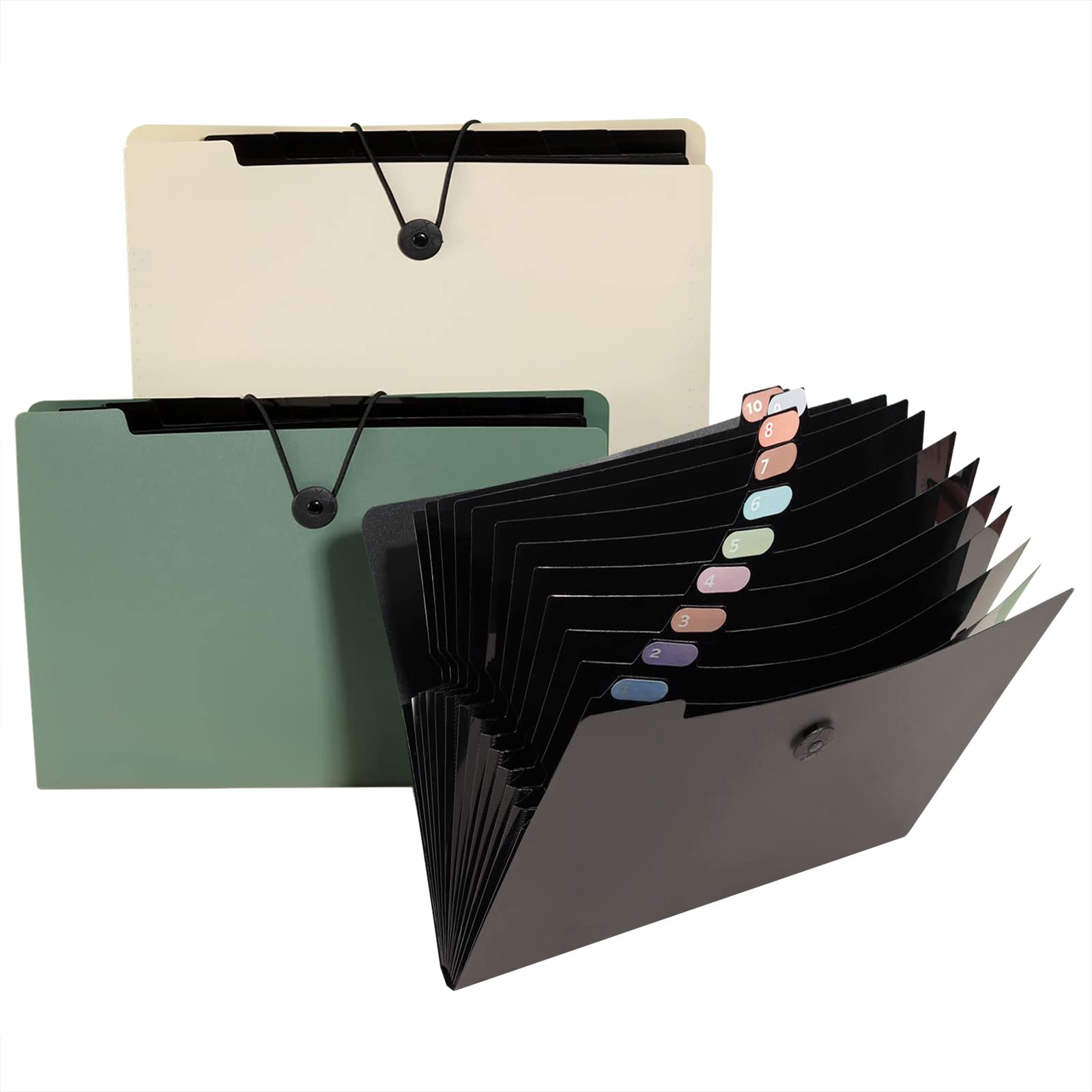 URbantin Expanding File Organiser,3 Pcs Poly Pockets Document Organiser A4 Folders,13 Compartment Folder Large Capacity Document Bag Accordion for Office,Business Trip,School & Home