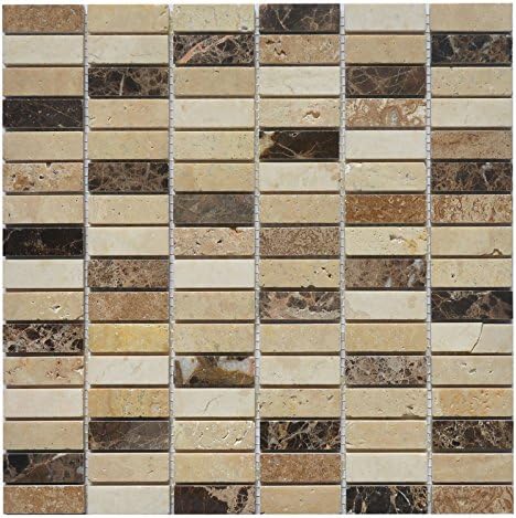 Marble Mosaic Tile, "Nevada Collection", MM 3202 - Rice, 5/8"X2" Brick, 12"X12", Polished (Sample (6"X3"))