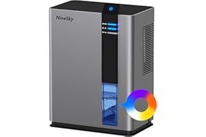 NineSky Dehumidifier, 98 OZ Dehumidifier for Home, (800 sq. ft.) Dehumidifiers for Bathroom, Bedroom with Auto Shut Off, 5 Colors LED Light(H2 Gray)