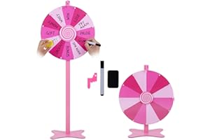 Goplus 24" Prize Wheel, Tabletop or Floor Standing Spinning Prize Wheel with Blackboard Marker, Eraser & Spare Pointer, 12 Sl