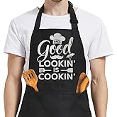 SANDJEST Men's Aprons with Pockets - Funny Aprons for Men BBQ, Kitchen, Cooking - Gifts for Birthday, Birthday