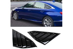 CUZTOM TUNING Gloss Black JDM Style 1/4 Quarter Panel Rear Side Window Louver Vent Shade Compatible with 2018-2021 Honda Accord Model