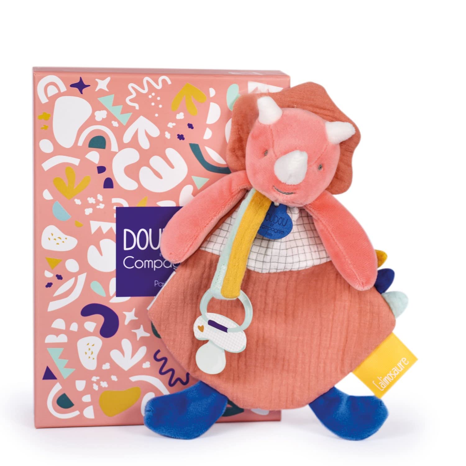 Doudou et Compagnie - Dummy Chain Dinosaur - Cuddly Toy Dino - Terracotta - 23 cm - Les Calinosaures - DC3944