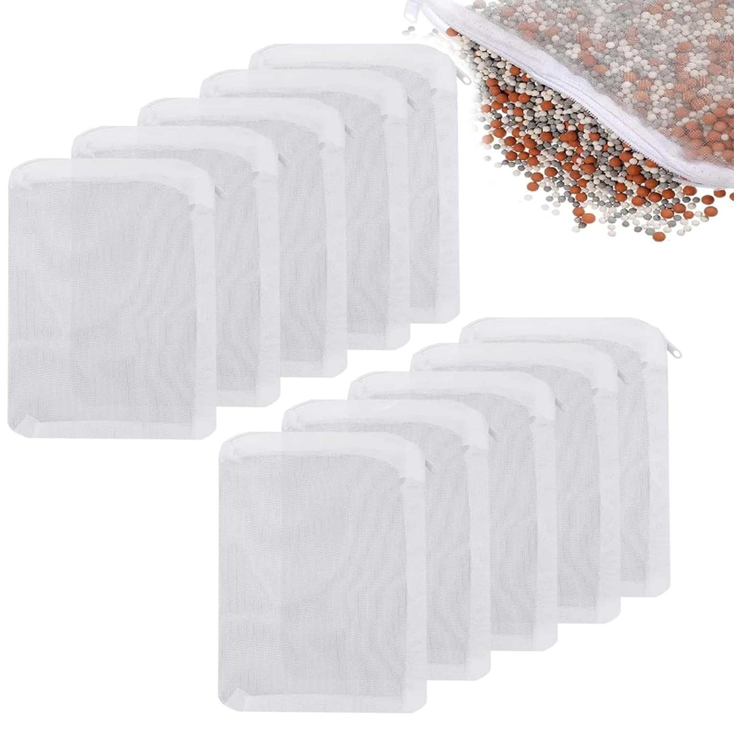 ZEACCT 10-Pack Zippered Aquarium Filter Bags - Premium Mesh Media Holders for Activated Carbon/Charcoal, Breathable Fish Tank Organizers with Drawstring Closure
