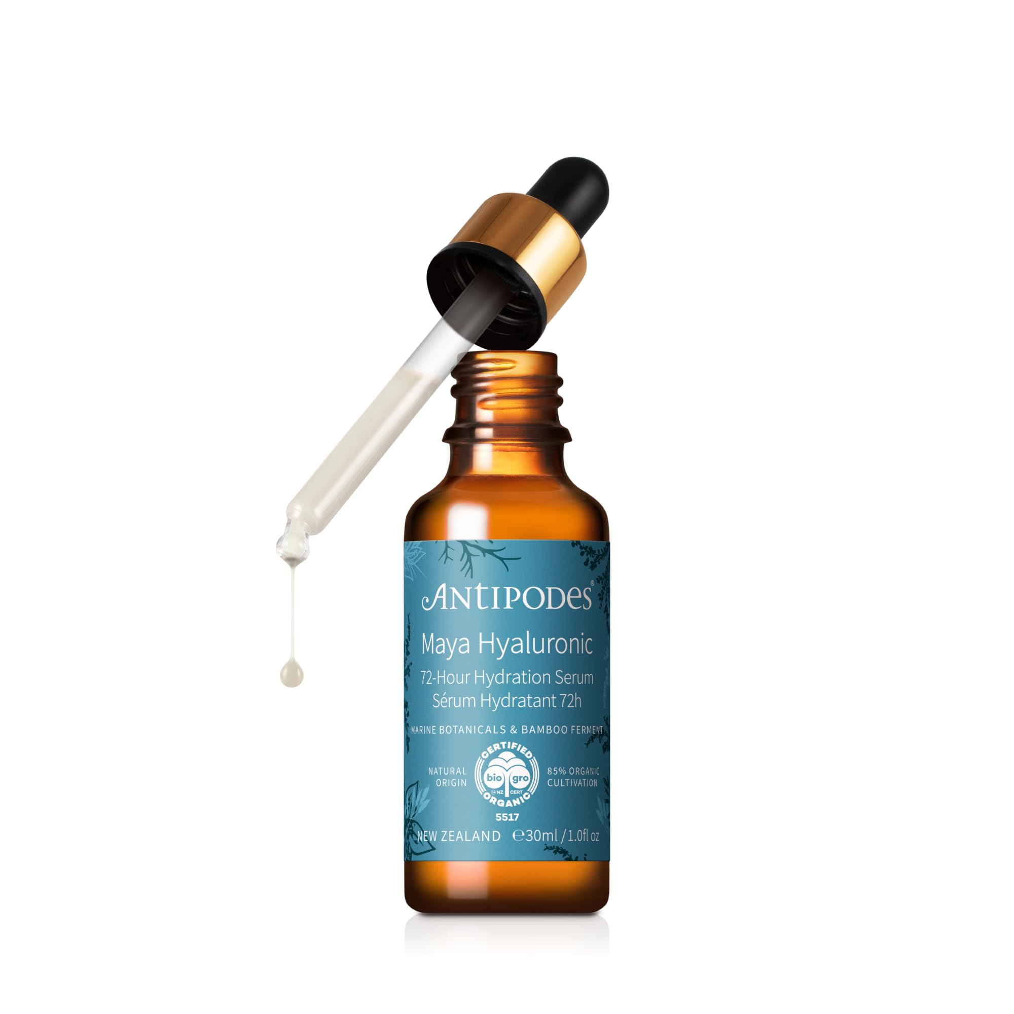 Antipodes Maya Hyaluronic 72-Hour Hydration Serum – Hyaluronic Acid Serum – Hydrating Serum with Hyaluronic & Marine Algae – All Skin Types – 30ml