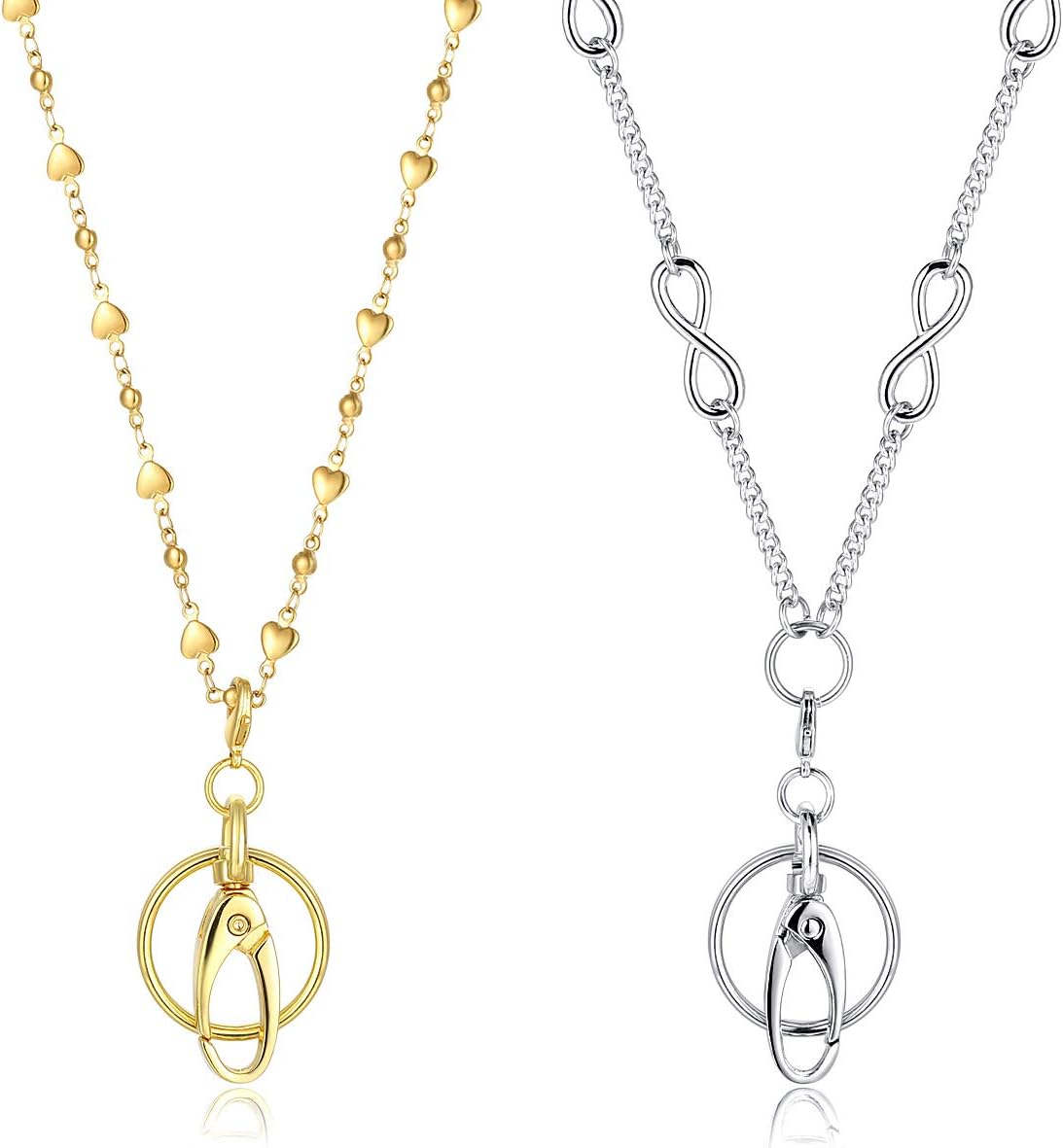 2 Pack ECOHIP Jewelry Cute Lanyard with ID Badge Holder Necklace lanyards for Women