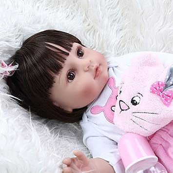 Amazon Co Jp 48センチ人気の非常に柔らかい柔軟な全身シリコーンベベ人形玩具人形の女の子ピンクのウサギのドレス甘い顔かわいい赤ちゃん スポーツ アウトドア